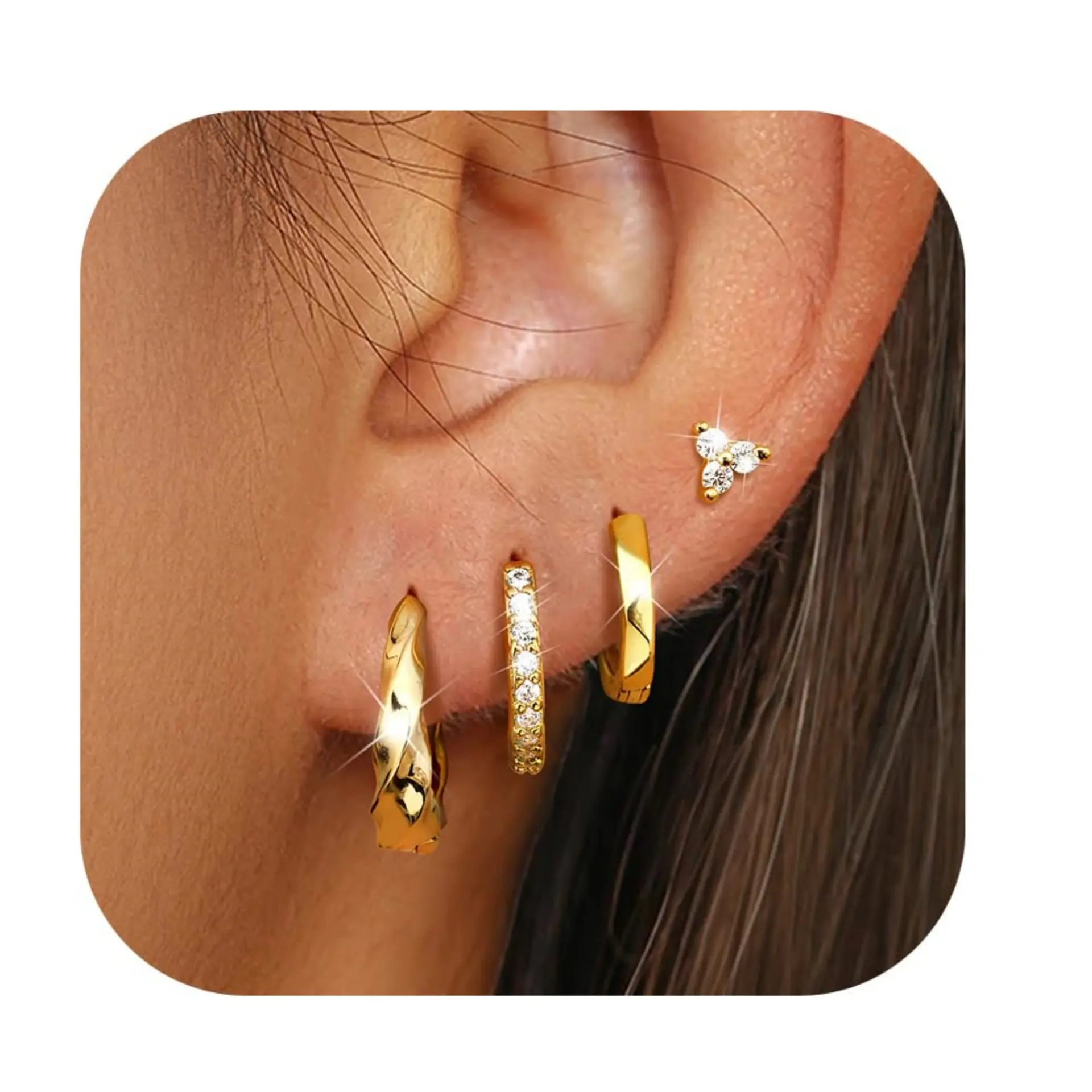 E1247 Gold Single Ear One Card Four Pack