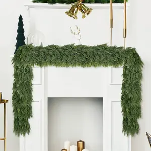 6FT Faux Cedar Realistic,Real Christmas Cedar, Bendable Branches for Mantel, Fireplace, Staircase, Table Centerpiece,Indoor/Winter (6FT)