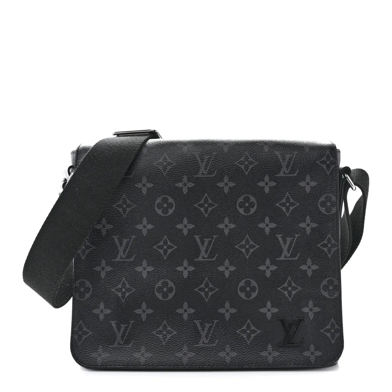 Pre-owned Louis Vuitton Leather Crossbody Bags Monogram Eclipse District PM Black