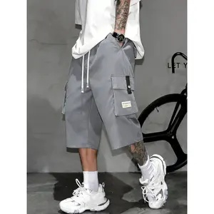 Men’s cargo shorts-knee-length tactical work shorts with multiple pockets and a street-style casual design for summer.Features an elastic waistband with drawstring, pocket patch appliqué design, and is very comfortable to wear.