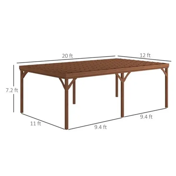 Elegant Outdoor Wooden Gazebo for Your Backyard Retreat - 20' x 12' Fir Wood Pergola with 4' x 4' Columns & 78.7" Beam Height for Year-Round Use