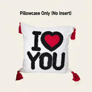 1+ Stencil Embroidery I Love You Heart Pillow Cover (without Insert) + Bohemian Style Fringe Sofa Decor + Suitable for All Ages