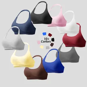 Women's Casual Sports Bralette, Halter Neck Crop Top, Sleeveless Plain Design, Perfect for Beach Vacation Music Festivals Parties