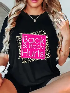 100% Cotton Funny Back Body Hurts Tee Quote Workout Gym Top T-Shirt