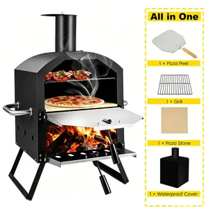 Portable Outdoor Pizza Oven, 2-Layer Pizza Maker with Stone, Peel & Cover, Foldable Oven for Camping, Backyard BBQ & Parties tiktokshopspringglowup fathersdaygift