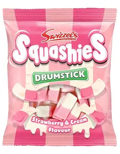 Squashies Drumstick - Strawberry Flavor Candies - 120g Each