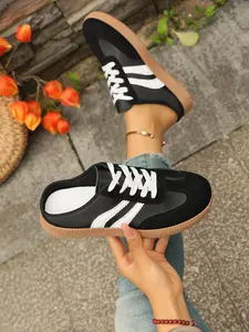 German-style half-slip women's shoes, lazy slip-ons, versatile for commuting and shopping without tiring your feet, Korean-style ins casual flat half-slips, breathable, versatile, non-rubbing, a must-have for dates, Footwear, Walking Shoes