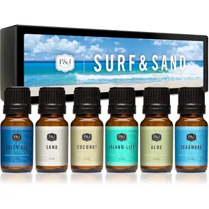 P&J Trading Surf & Sand Fragrance Oil Set - Aroma Scented Oil with Salty Sea, Sand, Coconut, Island Life, Aloe, Seashore Notes for Candle Making, Soap Making Supplies, Diffusers
