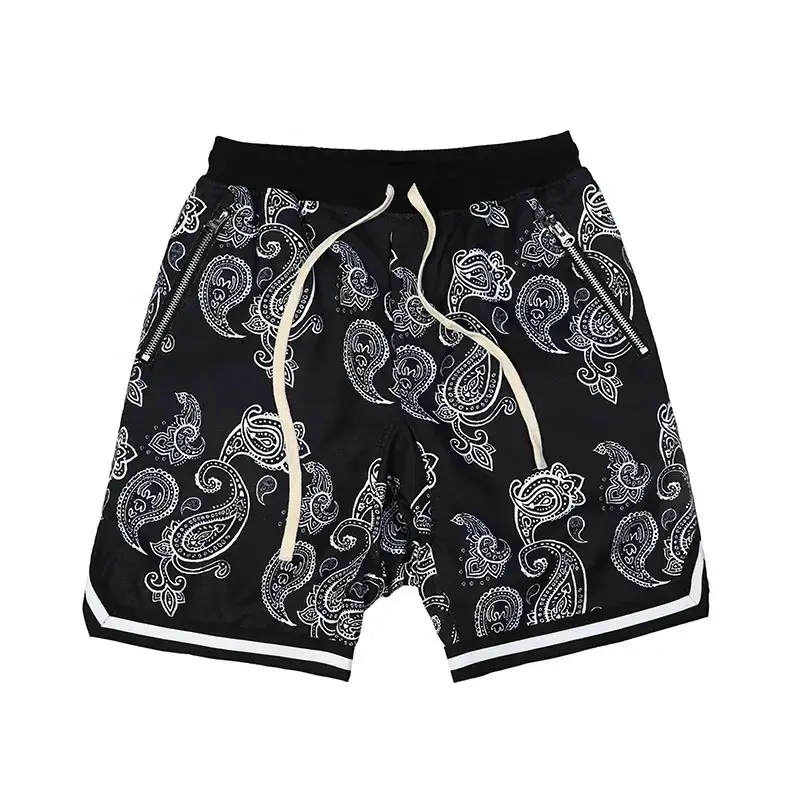 Men's Bandana Shorts Casual Basketball Fashion Menswear Breathable Fabric Gym Mesh Athletic Fitness