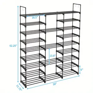 New 9 Tiers Shoe Rack Storage Organizer Shoe Shelf Organizer for Entryway Holds 50-55 Pairs Shoe Stackable Shoe Cabinet Shoe Rack Plastic Adjustable