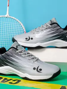 Men's Badminton Shoes, Sporty Style, Geometric Pattern, Textile Upper, Rubber Sole, Narrow Fit, All Seasons, Less Than Ankle Height