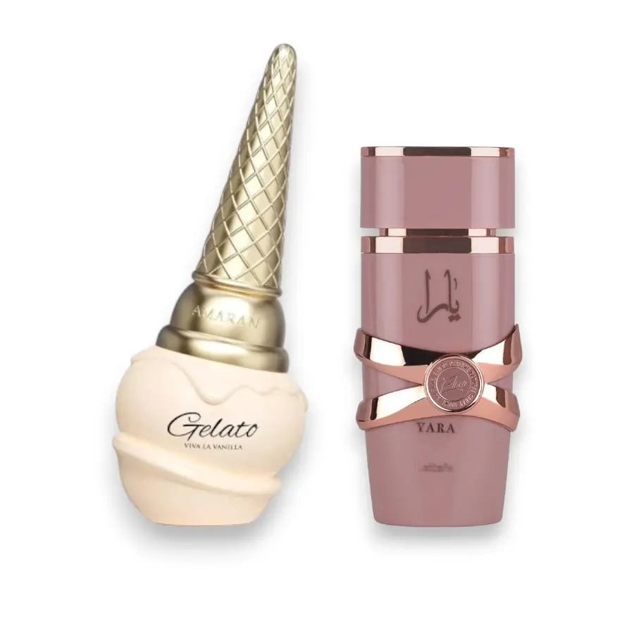 Averys Delicious Vibes Bundle | Lattafa Yara Elixir + Amaran Gelato Viva La Vanilla | Women's Fragrance | 100 ML - 3.4 OZ | Eau De Parfum | Strawberry - s'mores & Black currant.
