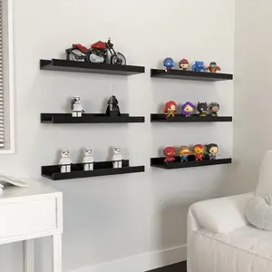 6 Pack Floating Wall Shelves, Display Shelves for Home Decoration Splattertide