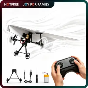 Hotfree RC Paper Airplane Kit, Remote Control Plane with Gyro Stabilizer & Dual Propellers, DIY Foldable Flying Toy, Easy-to-Fly STEM Toy, Birthday Gift for Kids Boys & Adults