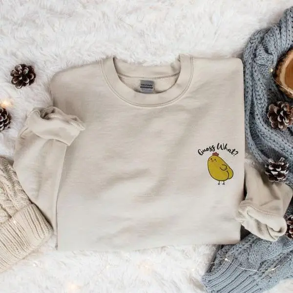 Embroidered  Chicken Sweater, Funny Chicken Sweatshirt, Cute Hen  Sweater, Chicken Farmer Crewneck, Mothers Day Chicken