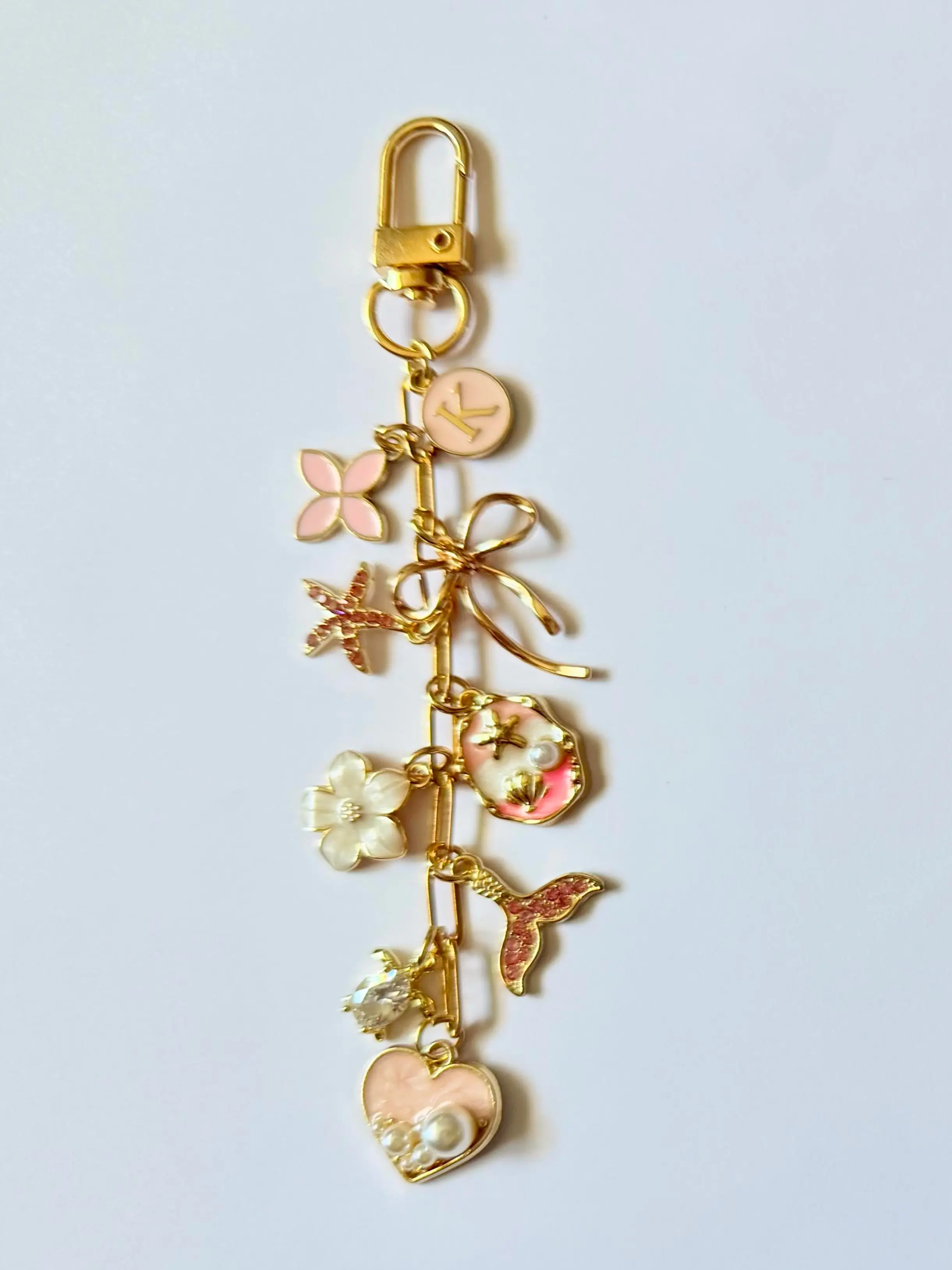 The Pink Pearl Cove Charm Chain for Kindle, Nook, Kobo, E-reader, Tablet, Handbag, Planner | Cute Accessories | Clip-On Accessories