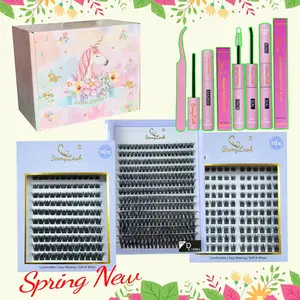 Mixed Length False Eyelashes with Glue & Tweezers & Glue Remover, 3 Boxes Natural Look Eyelash Extensions, Self Grafting Curl Eyelashes for Women & Girls, Makeup