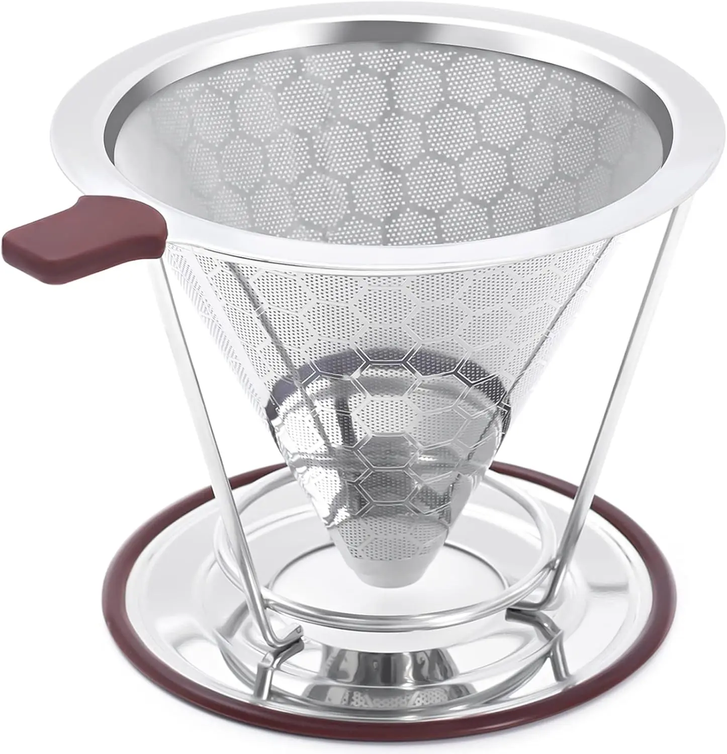 Pour Over Coffee Dripper,  Stainless Steel Filter,Easy to Clean Paperless pour over coffee maker, Filter,Cone Dripper with Removable Cup
