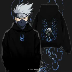 Kakashi Hatake Graphic Unisex Casual Hoodie Acid Washed, Dark Anime Streetwear Shirt, Naruto Manga Merch, Vintage Washed Anime T-Shirt, Oversized Otaku Fashion Apparel, Viral Anime Shirt for Men & Women Fans