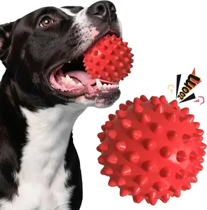 Apasiri Durable Rubber Squeaky Spiky Ball, Interactive Dog Chew Toy, Tough No-Battery Dog Play Ball, for Aggressive Chewers, All Breed Sizes, Ideal Busy Pet Gift, Without Battery