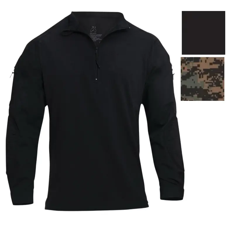 ROTHCO Men's All-Seasons Tactical Combat Shirt, 1/4 Zip Breathable Cotton-Poly Fabric with Gusseted Sleeves and Reinforced Elbows for Airsoft, Camo, Paintball, Adjustable, Male, Mock Turtleneck, Regular Long Sleeves / Gusseted Sleeves Improve Your Range O