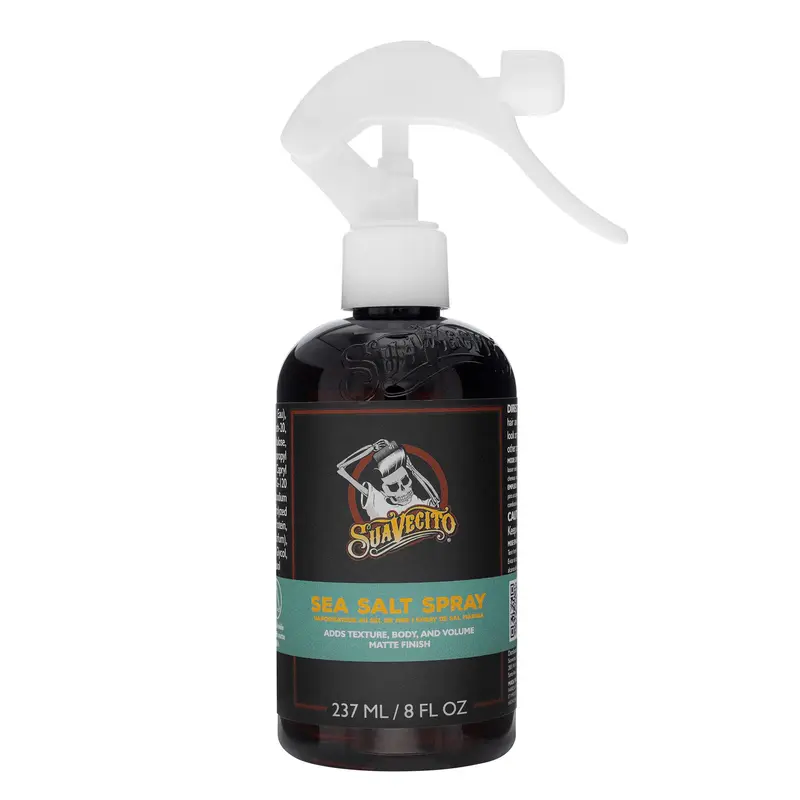 Suavecito Charcoal Sea Salt Texturizing Spray - 8oz Lightweight Haircare Product, Flawless Volume, Flexible Texture, Gentle Hold