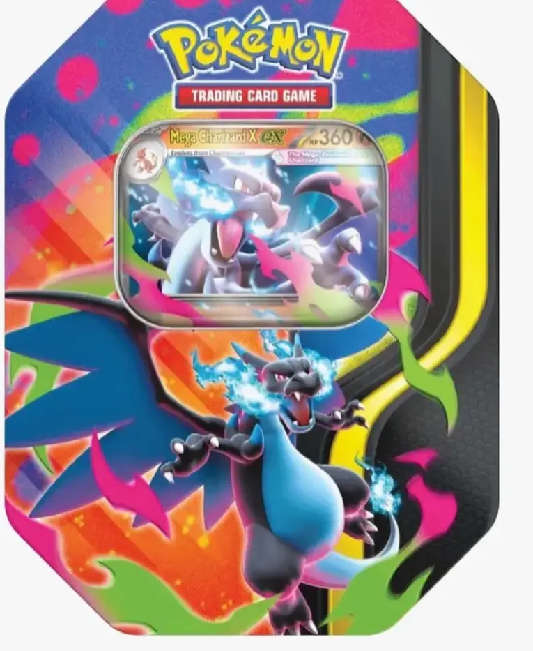 Pokémon Mega Charizard X Collectible Trading Card Sealed Authentic Collection Tin