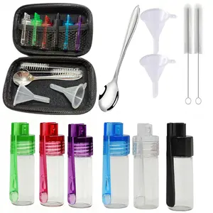 6 PCS Travel Spice Containers with Spoon, Mini Bottle Spice Dispenser, Glass Vial with Spoon Top, Camping outdoor Glass Set (White)