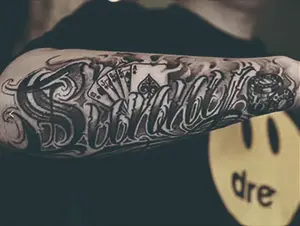 ThaiGoth SummerVibe Arm Tattoos - Waterproof Thai Herbal Ink, 26 Mini Gothic Letters, Viral 2025 Festival Glow