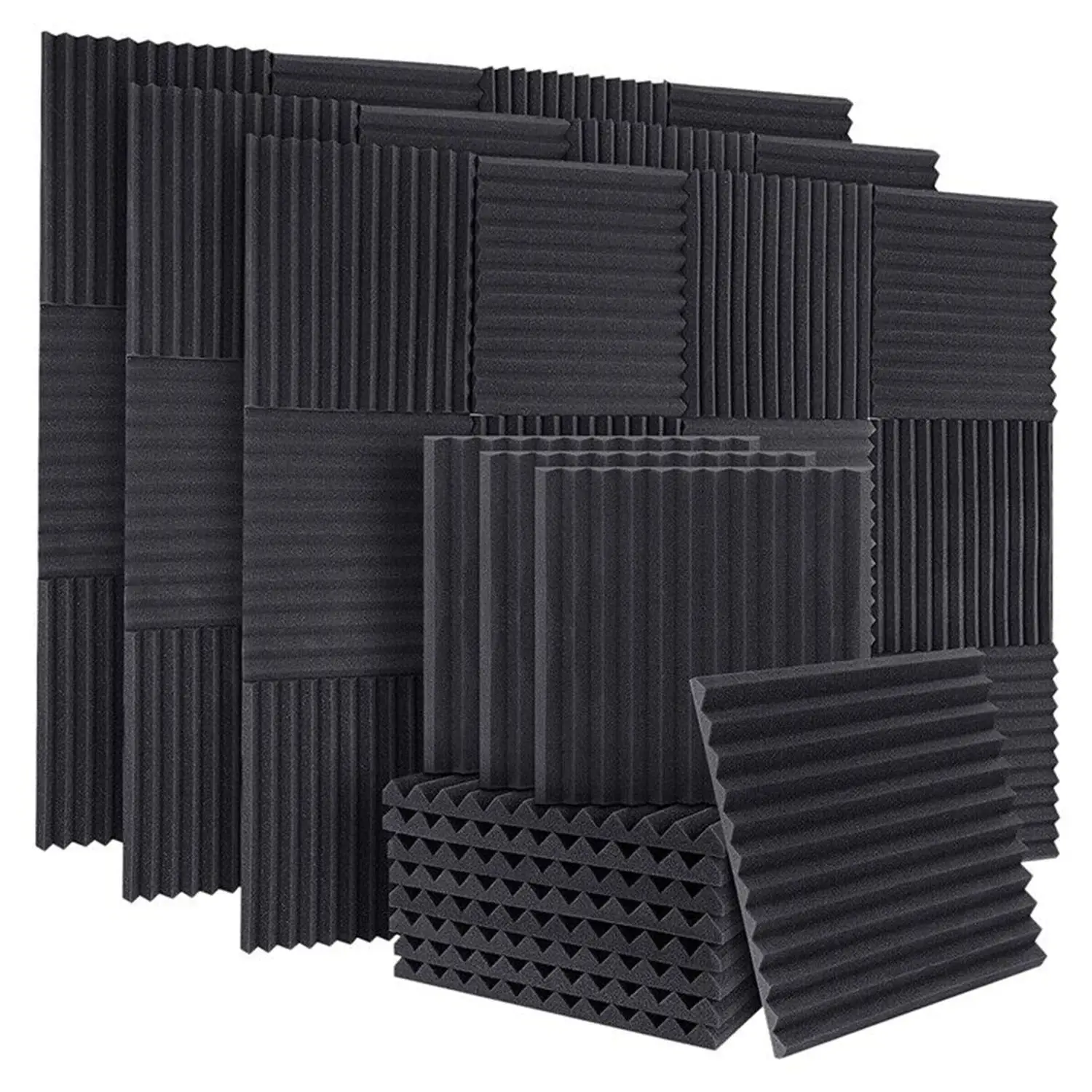 12/24/48/72/96PCS 12"X12"X1" Acoustic Foam Panel Wedge Studio Soundproofing Wall Tiles , For Reading Room Meeting Room Study Library Club Cinema Music