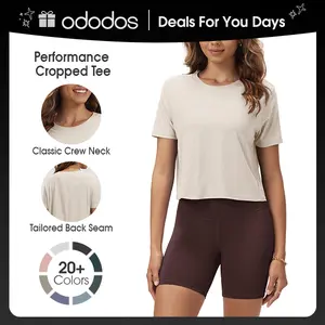 ODODOS Women's Performance Cropped Tee odSTRATUM Tech Ultra Soft UPF 50+ Quick-Dry Crew Neck T-Shirt for All-Day Comfort summerwins Outfit Jersey