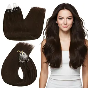 Microlink Hair Extensions Human Hair Brown Micro Hair Extensions Human Hair Darkest Brown Microbead Hair Extension Softness Hair Extension by Cold Fusion Add Length 50G 50S