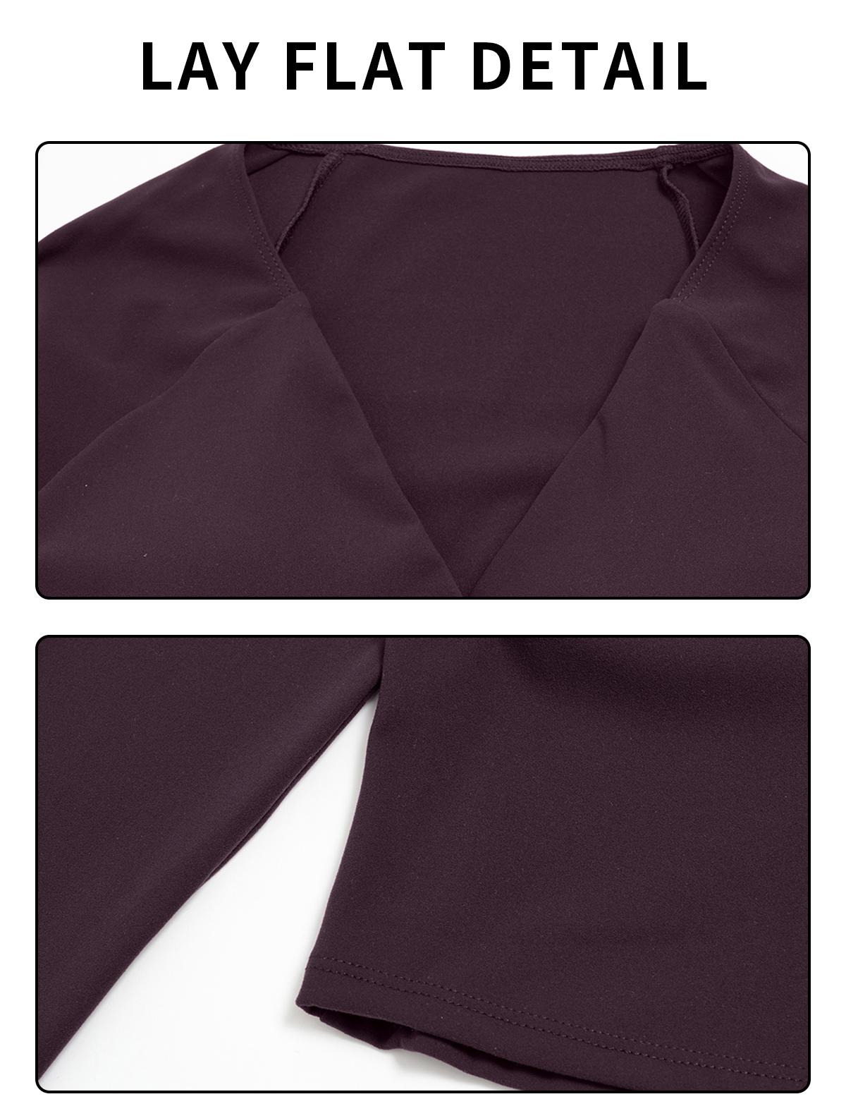 MFVIM Women’s Cross Deep V Long Sleeve Fitness Two-Piece Set – High-Waisted Slightly Flared Pants, Slimming Commuter Running Yoga Activewear Set,travel essentials,camping essentials,back to school,back to school haul
