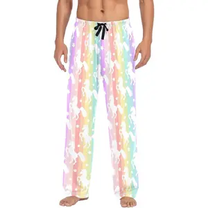 Men's Unicorn Rainbow Pajama Pants Cotton Soft Comfy Straight-Fit Lightweight Pj Bottoms