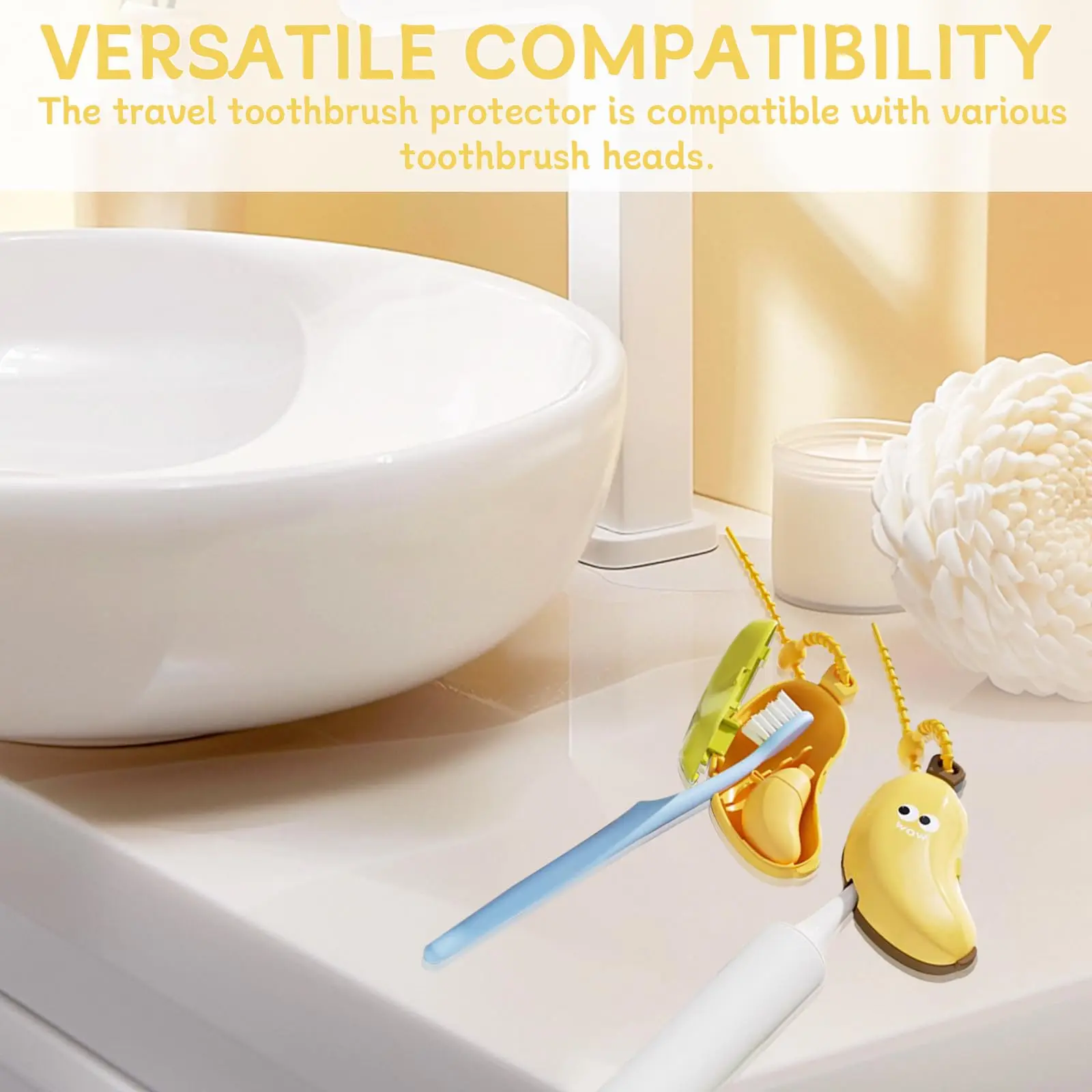 Banana Toothbrush Head Cover Set, Travel Toothbrush Protector with