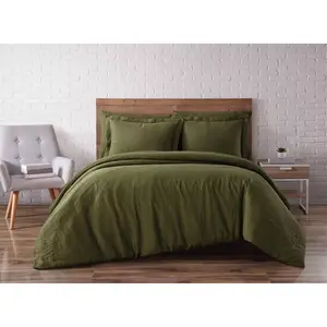 Brooklyn Loom Full/Queen Linen Moss Duvet Cover Set Green