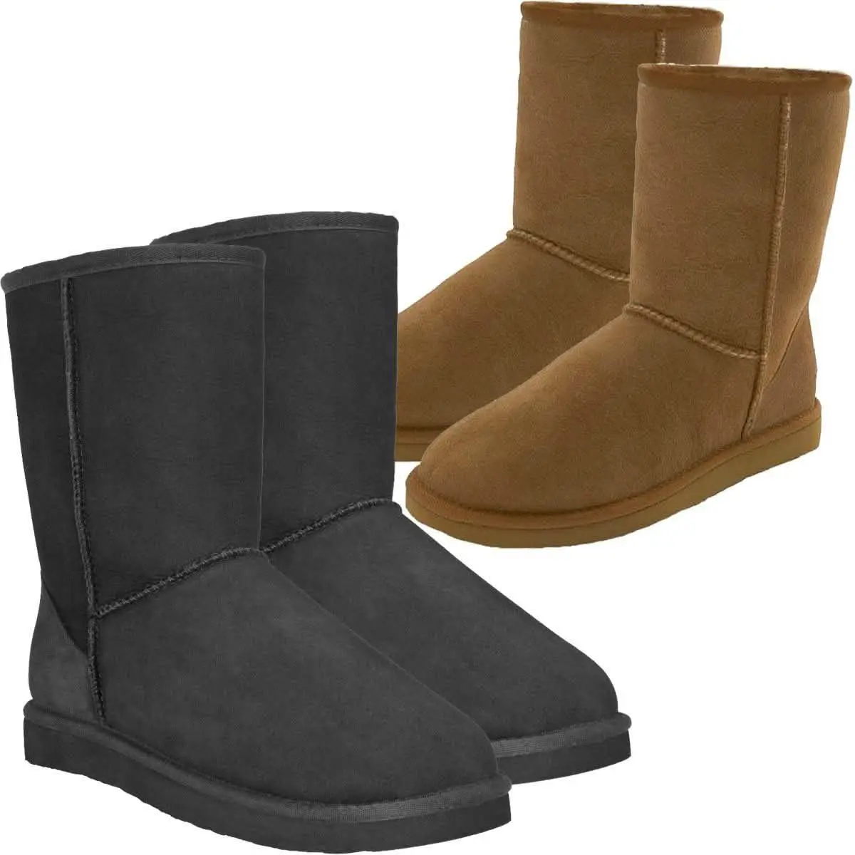 Women's Winter Boots, Faux Fur Lined Synthetic Suede Mid-Calf Style with a Foldable Cuff, Lightweight for Casual Wear