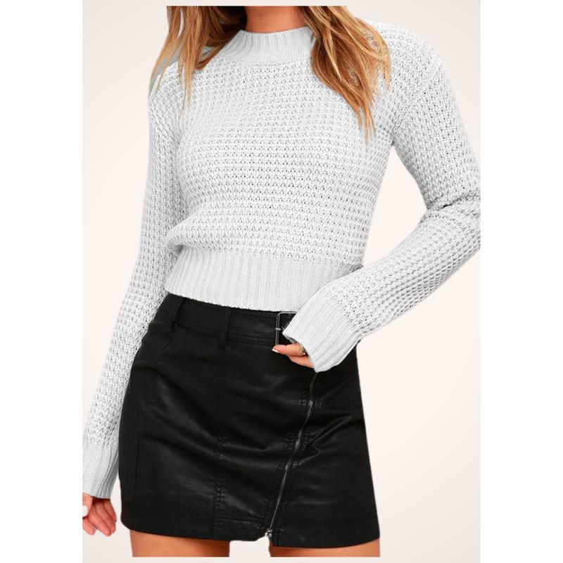 Knitted White Sweater Light Top deals 2024 knitwear fall sweater long sleeve Womenswear Outfit