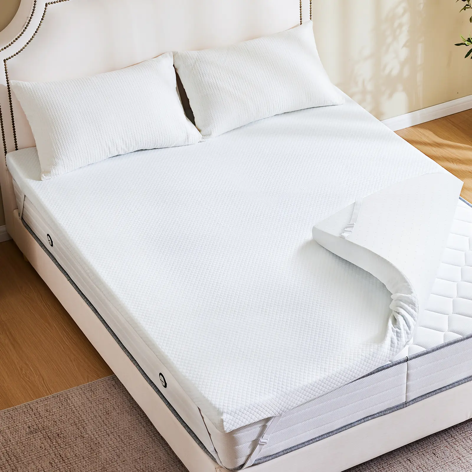 Memory Foam Mattress Topper With Removable Cover, Cooler Sleep & Pressure Relief,Breathable Design,CertiPUR-US Certified