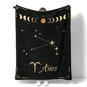 Aries Constellation Blanket - Lightweight Microfiber Astrology Blanket, Aries Zodiac Sun and Moon Decor, Meaningful Gifts for Women & Men