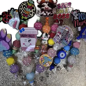 Premade beadable badge reels custom onlive stream