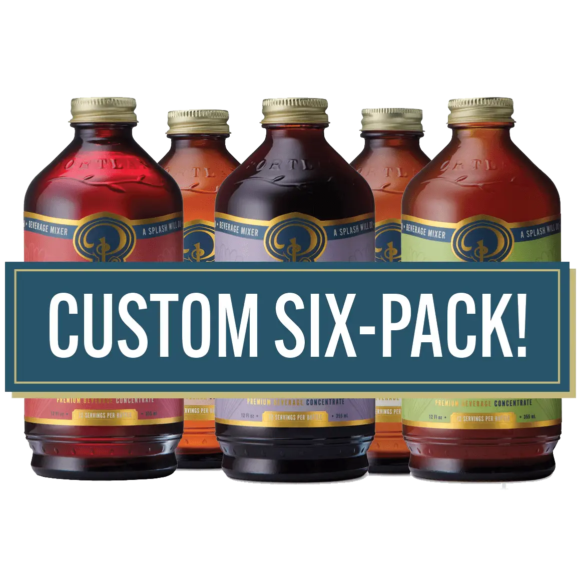 Portland Syrups Custom Six Pack - Organic Cane Sugar Variety Pack Includes Spicy Ginger Rose Cordial Mango Habanero Vanilla Rooibos Berry Flavor Wild Mint Flavor Lemon Flavor Beverage