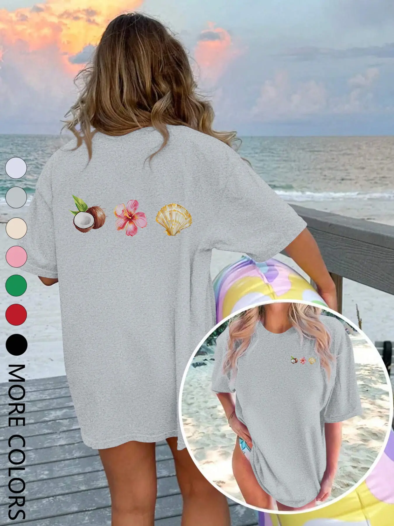 Women's Summer Short Sleeve Round Neck Loose Fit Casual Top Womenswear, Geometric Pattern Design, Multiple Colors Available