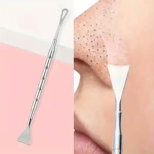 Stainless Steel Dual Head Blackhead Remover Tool, Portable Skincare Accessory, Ergonomic Handle, No Power Needed, Durable Metal Finish, Blackhead Removal
