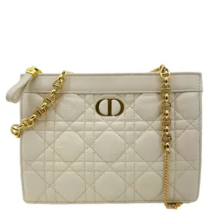 Pre-owned Dior Leather Crossbody Bags Christian Caro Every Pouch Supple Cannage Crossbody Bag Off White