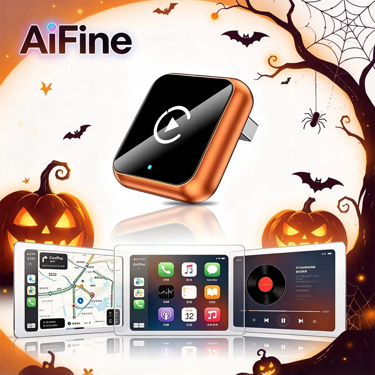 【AiFine】2-in-1 Wireless CarPlay Converter Car Adapter - 2026 Upgrade Compact Plug-In Plastic Body Device, Wired to Wireless & Android Auto, Plug-and-Play for 2016+ Factory CarPlay Models,toolupgrade