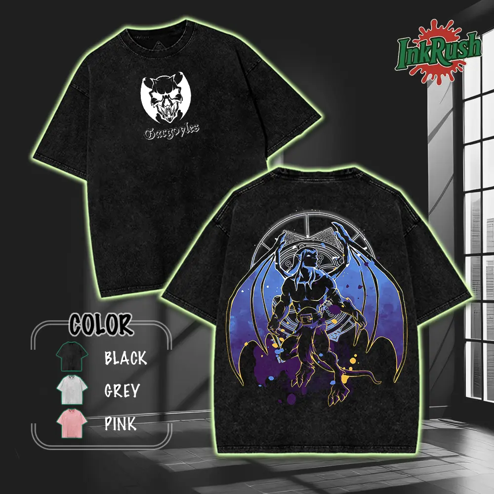 Gargoyles Goliath v2 Comic Cartoon Graphic Tee Vintage 90s Animation Illustration Heavyweight Acid Wash Boxy Fit Premium Cotton Streetwear T-shirt
