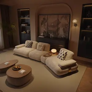 Italian-Style Minimalist Chenille Fabric Sofa for Living Room Villa, Modern Luxury Soft Textured Fabric Couch, High-End Minimalist Home Furniture for Spacious Living Room & Luxury Villa