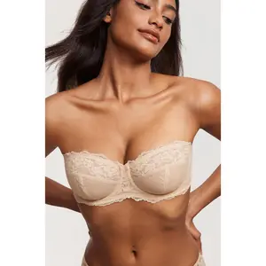DOBREVA Unlined Lace Strapless Bra Sexy See Through Plus Size Convertible Underwire Bras summervibes