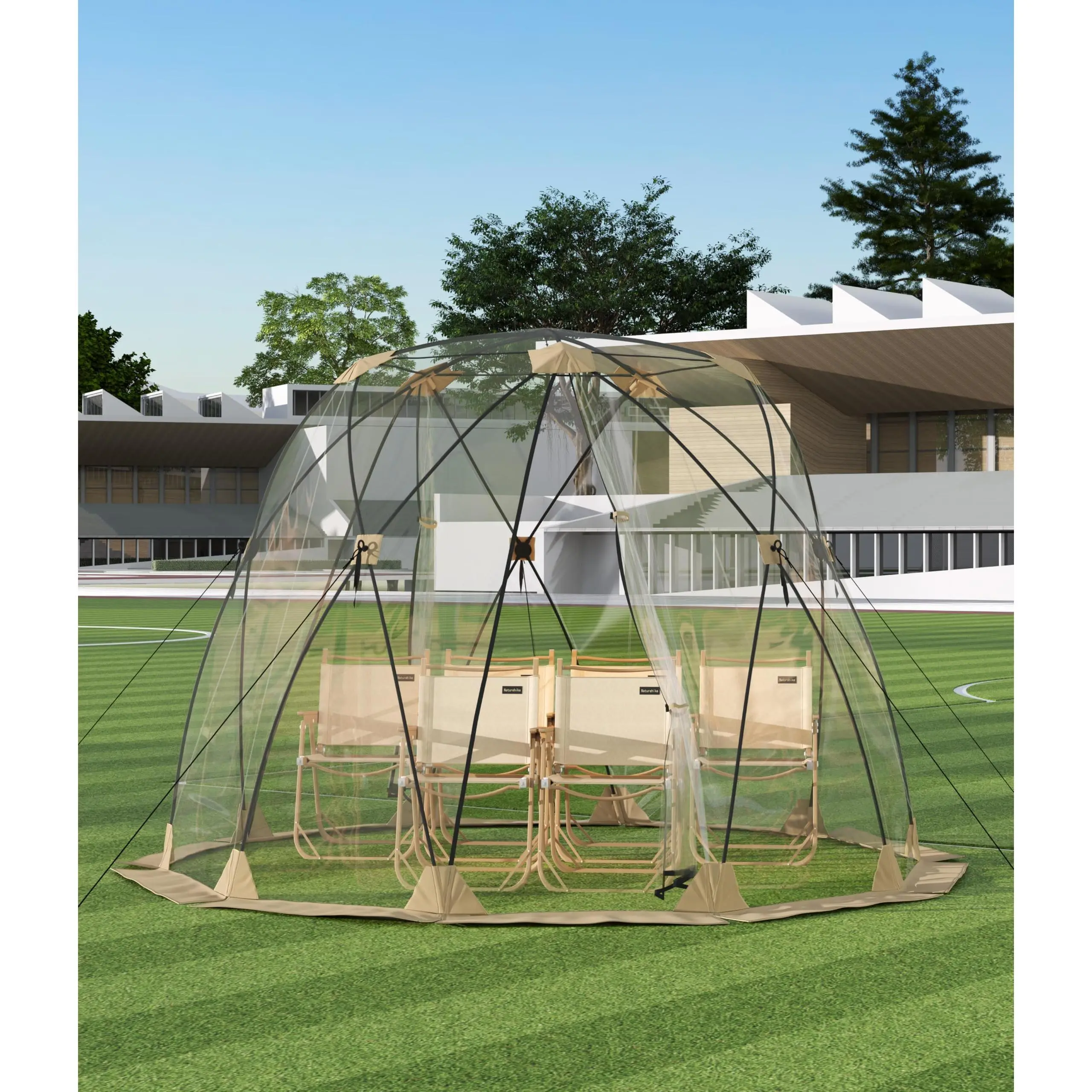 Garvee 10x10 FT Transparent Bubble Tent, 540° Panoramic Dome Camping Shelter, Weather Resistant Portable Clear Tent, Large Space Outdoor Gazebo for 4-6 People, Perfect for Party, Fishing, Sports Events & Backyard